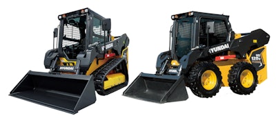 Hyundai HT100V CTL and HS120V skid steer studio shot