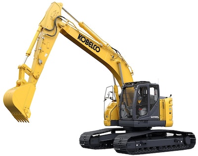 KOBELCO SK270SRLC-7 excavator white background studio shot