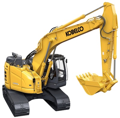 Kobelco SK380SRLC-7 studio shot front view white background