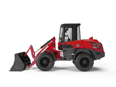 studio shot side view Yanmar V10 compact wheel loader