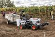 The battery-powered AT450X combines Bobcat’s tough and versatile articulating tractor with Agtonomy’s software and embedded-computing technology to support emissions-free and autonomous operation, thus allowing farmers to automate labor- and time-intensive tasks.   (Photo courtesy of Doosan Bobcat)