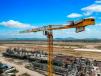 The Potain cranes are heading the construction of the main terminal building, which is scheduled for completion at the end of 2024.    (Photo courtesy of Manitowoc)