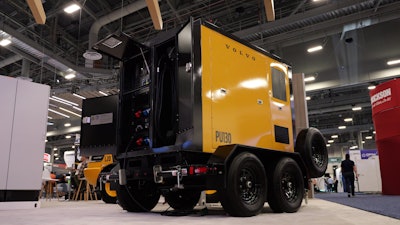 volvo pu130 mobile charger at volvo's PU750 mobile charger at Advanced Clean Transportation (ACT) Expo in Las Vegas