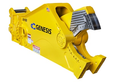 studio shot white background yellow GRP 480 Rebar Processor from Genesis Attachments