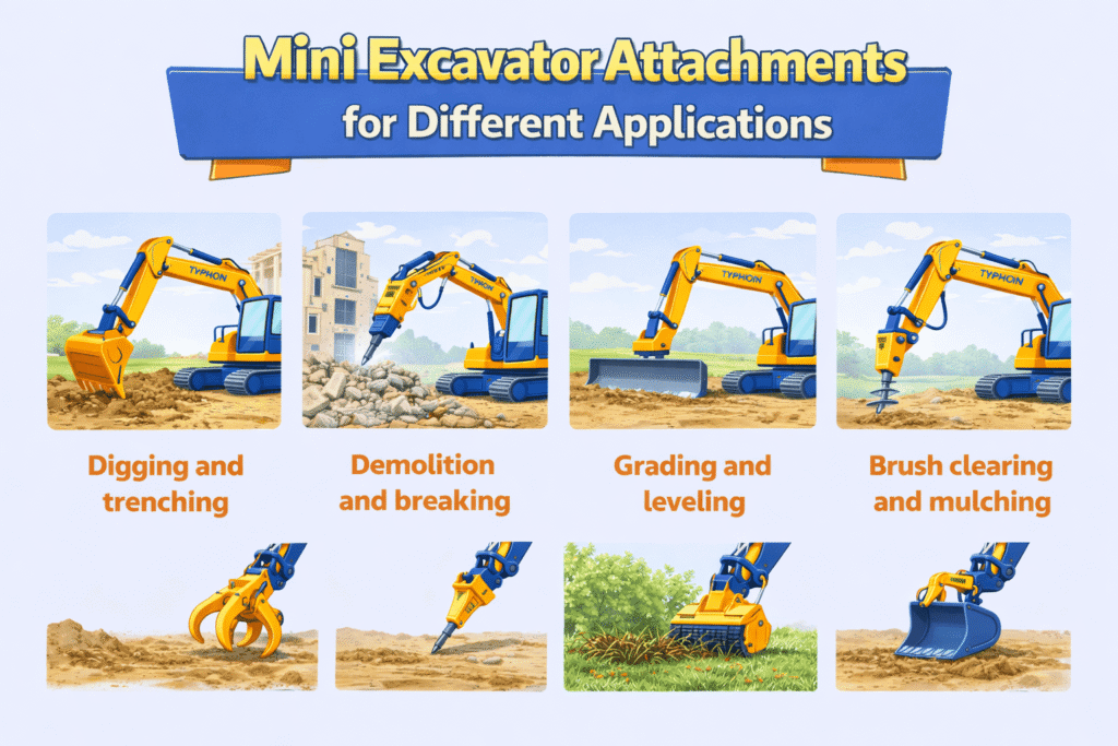 Mini Excavator Attachments for Different Applications - Machines Wiki Mini Excavator Attachments for Different Applications