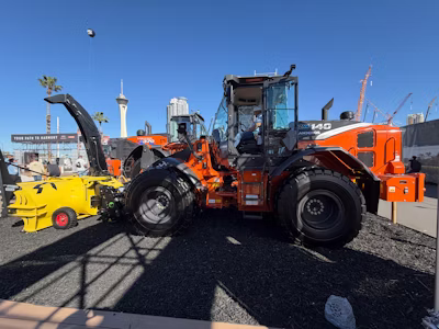 Hitachi ZW140-7 wheel loader on display at ConExpo 2026