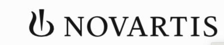 Novartis logo featuring a stylized flame icon to the left of the word NOVARTIS in serif lettering.