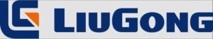 LiuGong logo: blue wordmark on a light background with an orange triangle emblem to the left of the text