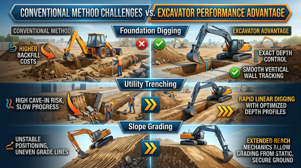 excavator site preparation Table - Machines Wiki excavator site preparation Table